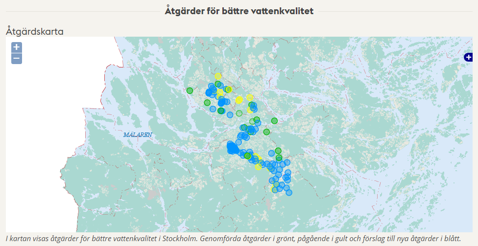 Karta över Stockholm med alla vattenåtgärder